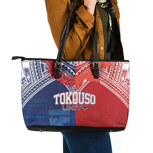 TokoUso Tonga Samoa Brothers Forever Leather Tote Bag Ulafala and Heilala Unity