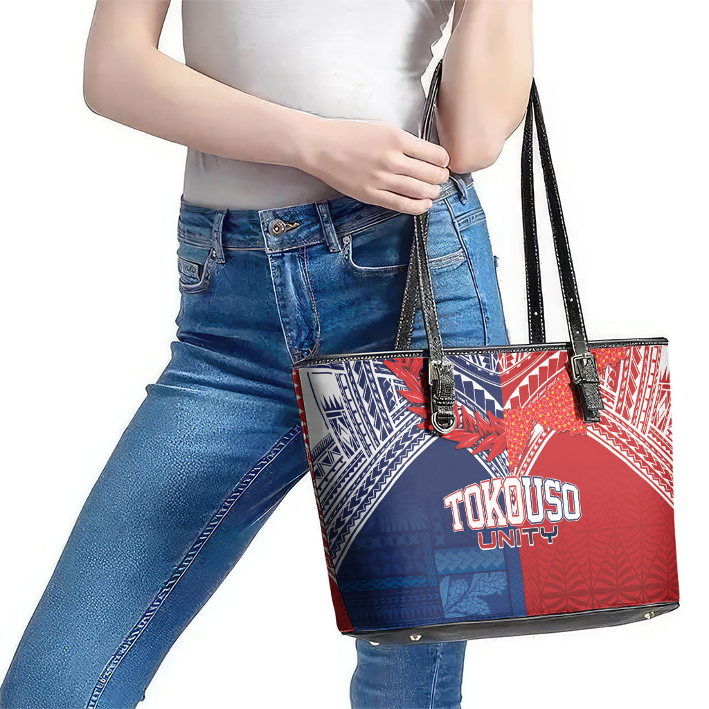 TokoUso Tonga Samoa Brothers Forever Leather Tote Bag Ulafala and Heilala Unity