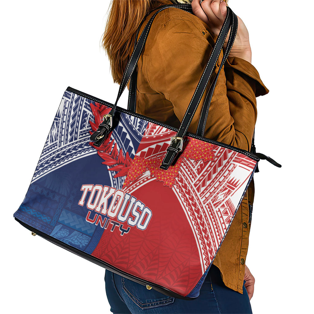 TokoUso Tonga Samoa Brothers Forever Leather Tote Bag Ulafala and Heilala Unity