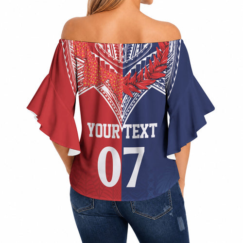 TokoUso Tonga Samoa Brothers Forever Custom Off Shoulder Wrap Waist Top Ulafala and Heilala Unity