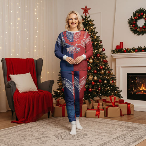 TokoUso Tonga Samoa Brothers Forever Custom Christmas Pajama Set Ulafala and Heilala Unity