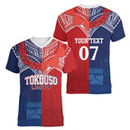 TokoUso Tonga Samoa Brothers Forever Custom Women V-Neck T-Shirt Ulafala and Heilala Unity