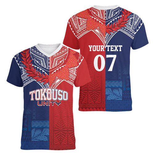 TokoUso Tonga Samoa Brothers Forever Custom Women V-Neck T-Shirt Ulafala and Heilala Unity