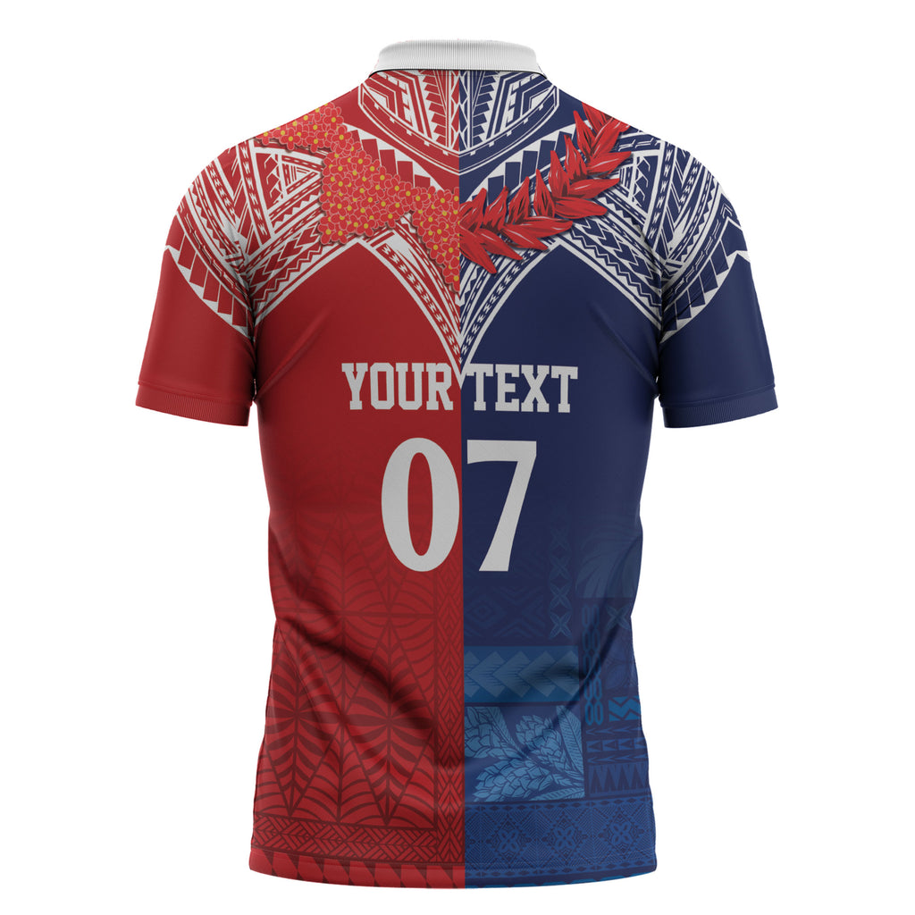 TokoUso Tonga Samoa Brothers Forever Custom Zipper Polo Shirt Ulafala and Heilala Unity