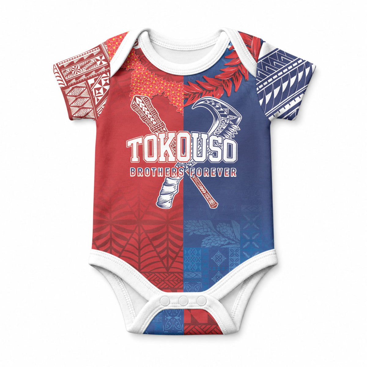 TokoUso Custom Tonga and Samoa Baby Onesie Warriors War Clubs