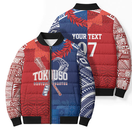 TokoUso Custom Tonga and Samoa Bomber Puffer Jacket Warriors War Clubs