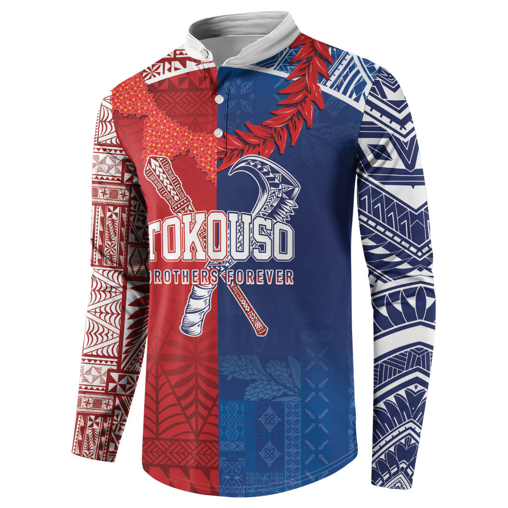 TokoUso Custom Tonga and Samoa Button Sweatshirt Warriors War Clubs