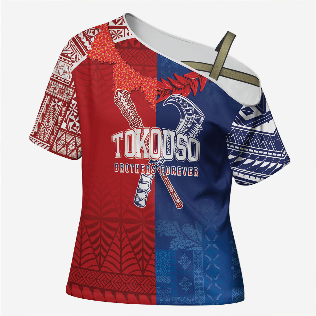 TokoUso Custom Tonga and Samoa Cross Shoulder Shirt Warriors War Clubs