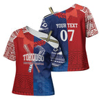 TokoUso Custom Tonga and Samoa Cross Shoulder Shirt Warriors War Clubs