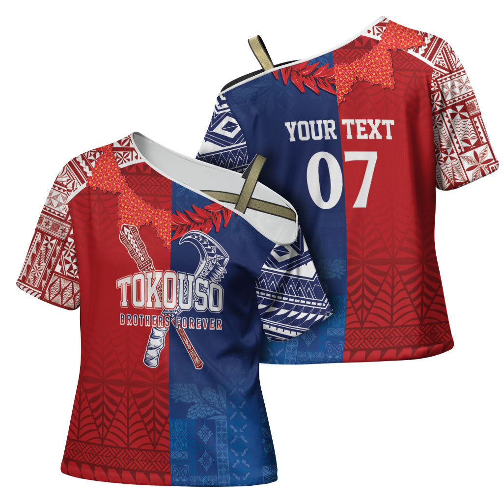 TokoUso Custom Tonga and Samoa Cross Shoulder Shirt Warriors War Clubs