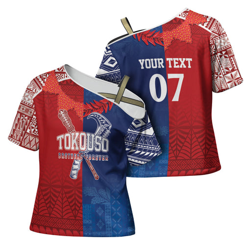 TokoUso Custom Tonga and Samoa Cross Shoulder Shirt Warriors War Clubs