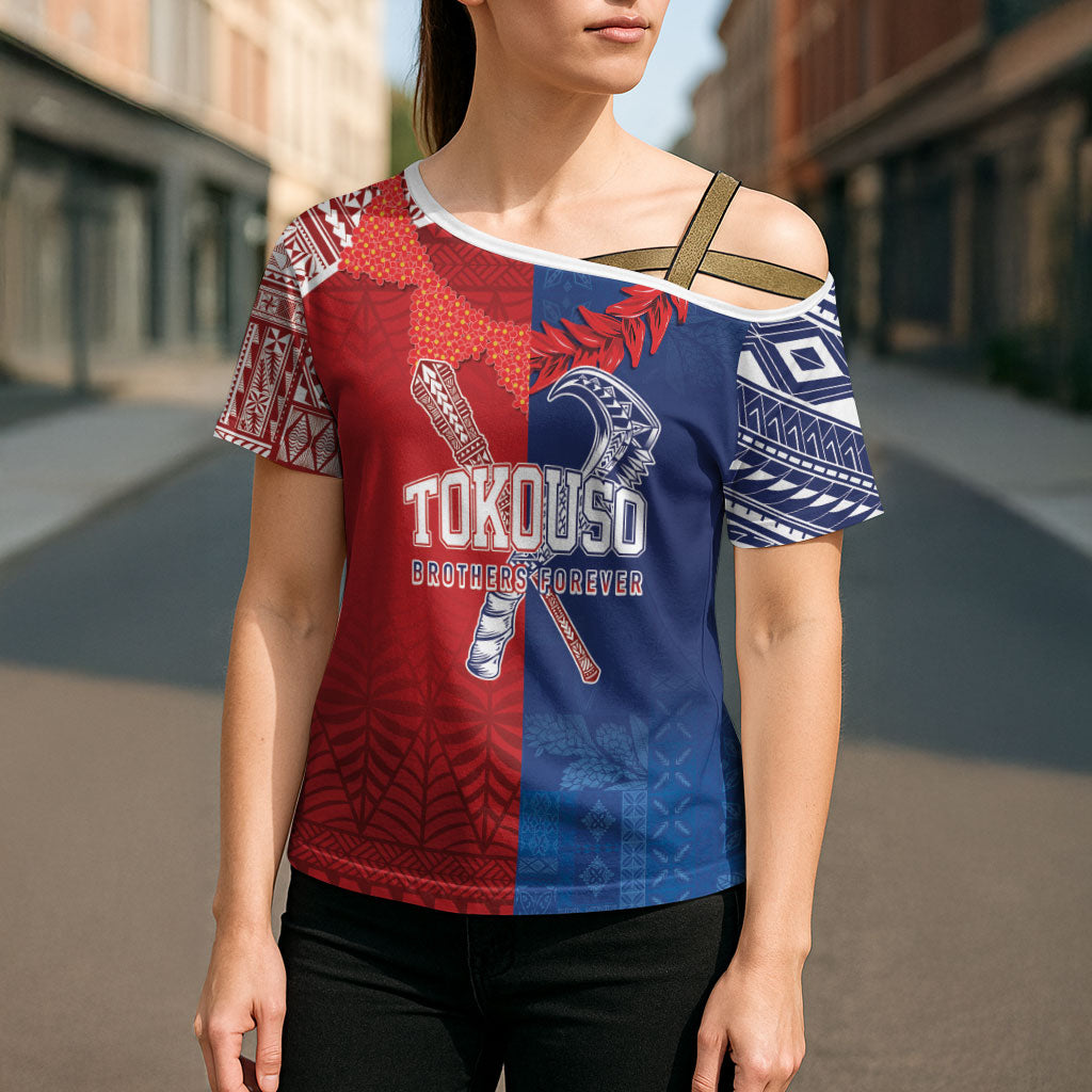 TokoUso Custom Tonga and Samoa Cross Shoulder Shirt Warriors War Clubs