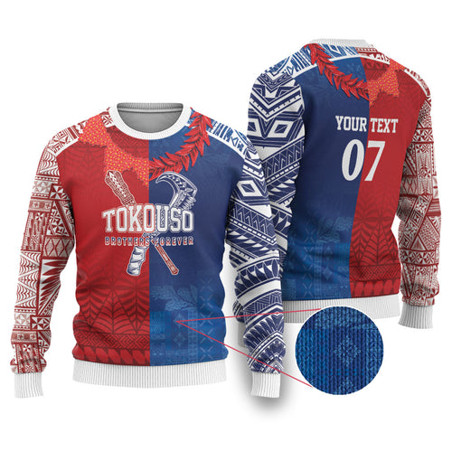 TokoUso Custom Tonga and Samoa Ugly Christmas Sweater Warriors War Clubs