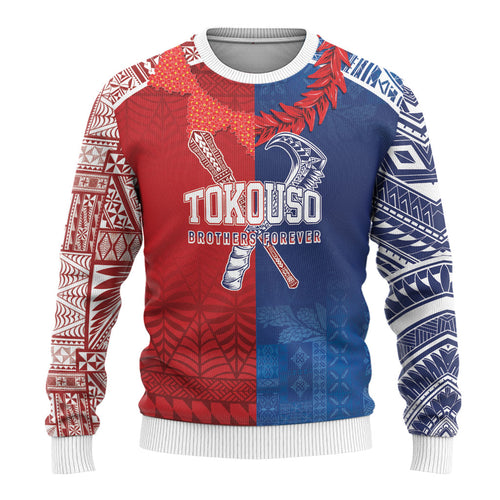 TokoUso Custom Tonga and Samoa Ugly Christmas Sweater Warriors War Clubs