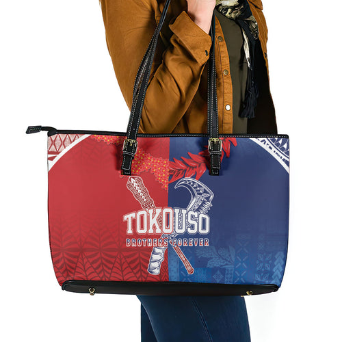 TokoUso Tonga and Samoa Leather Tote Bag Warriors War Clubs