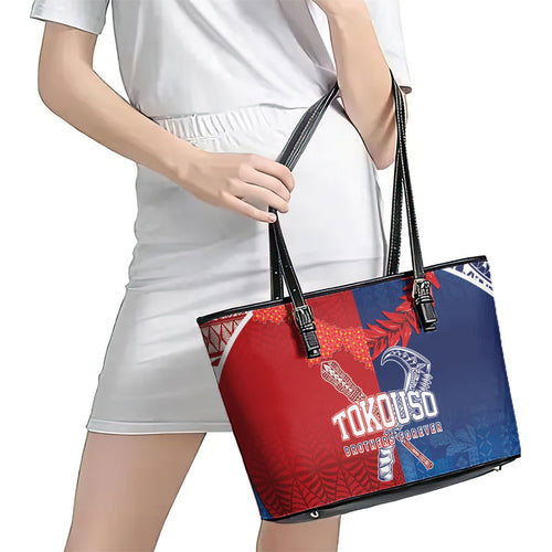 TokoUso Tonga and Samoa Leather Tote Bag Warriors War Clubs