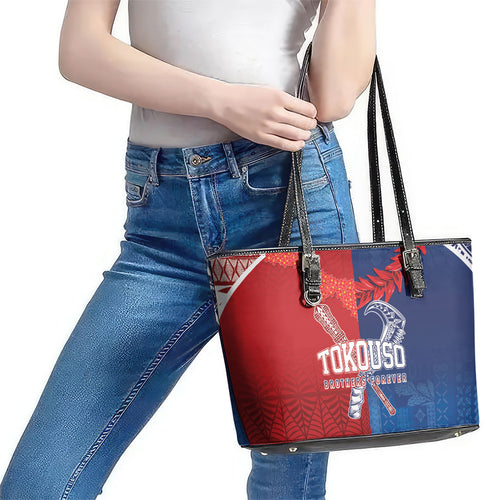 TokoUso Tonga and Samoa Leather Tote Bag Warriors War Clubs