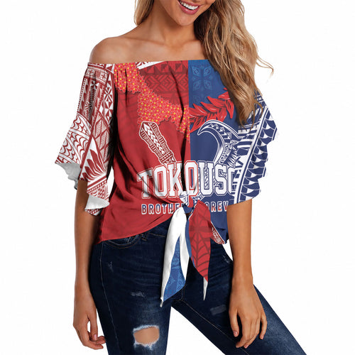 TokoUso Custom Tonga and Samoa Off Shoulder Wrap Waist Top Warriors War Clubs