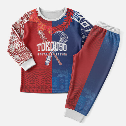 TokoUso Custom Tonga and Samoa Christmas Pajama Set Warriors War Clubs