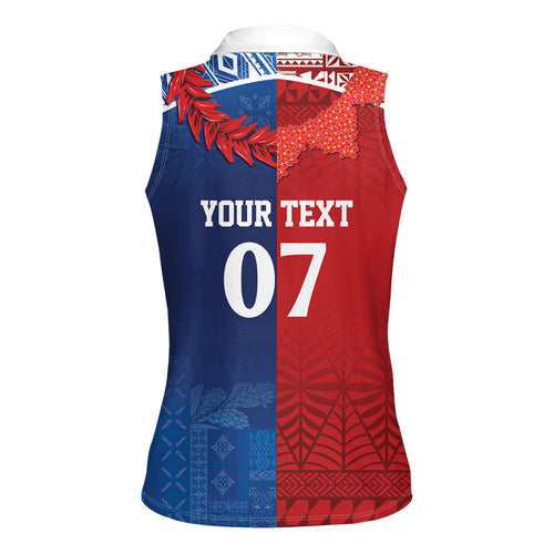 TokoUso Custom Tonga and Samoa Women Sleeveless Polo Shirt Warriors War Clubs