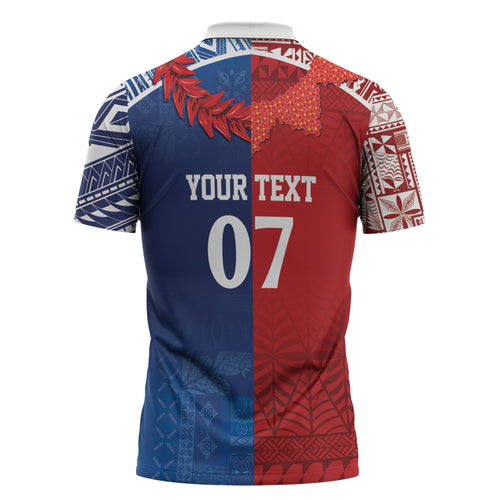 TokoUso Custom Tonga and Samoa Zipper Polo Shirt Warriors War Clubs