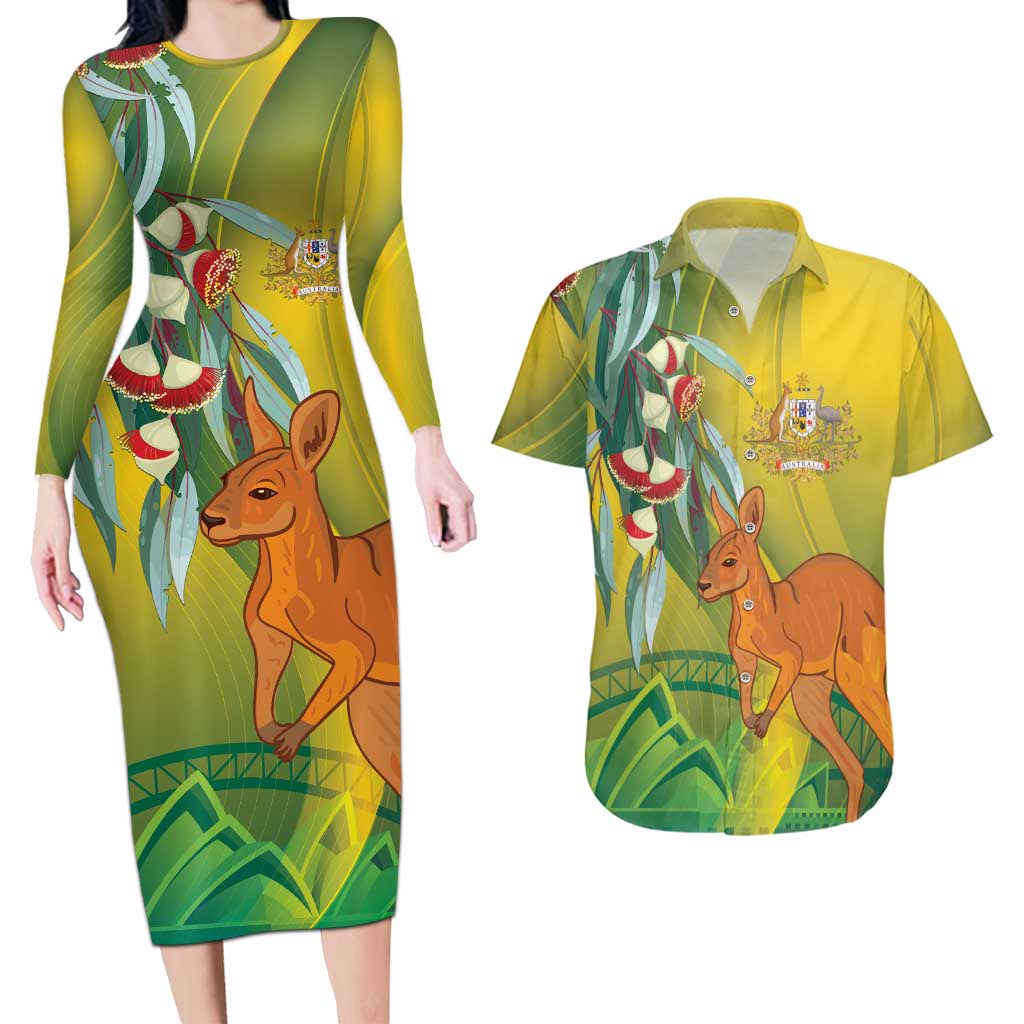 Australia Day Special Couples Matching Long Sleeve Bodycon Dress and Hawaiian Shirt - Aussie Hoodie