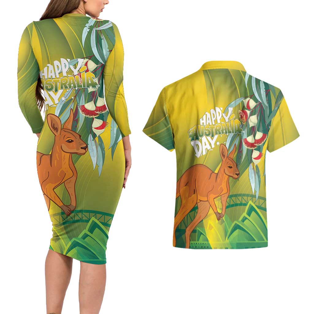 Australia Day Special Couples Matching Long Sleeve Bodycon Dress and Hawaiian Shirt - Aussie Hoodie