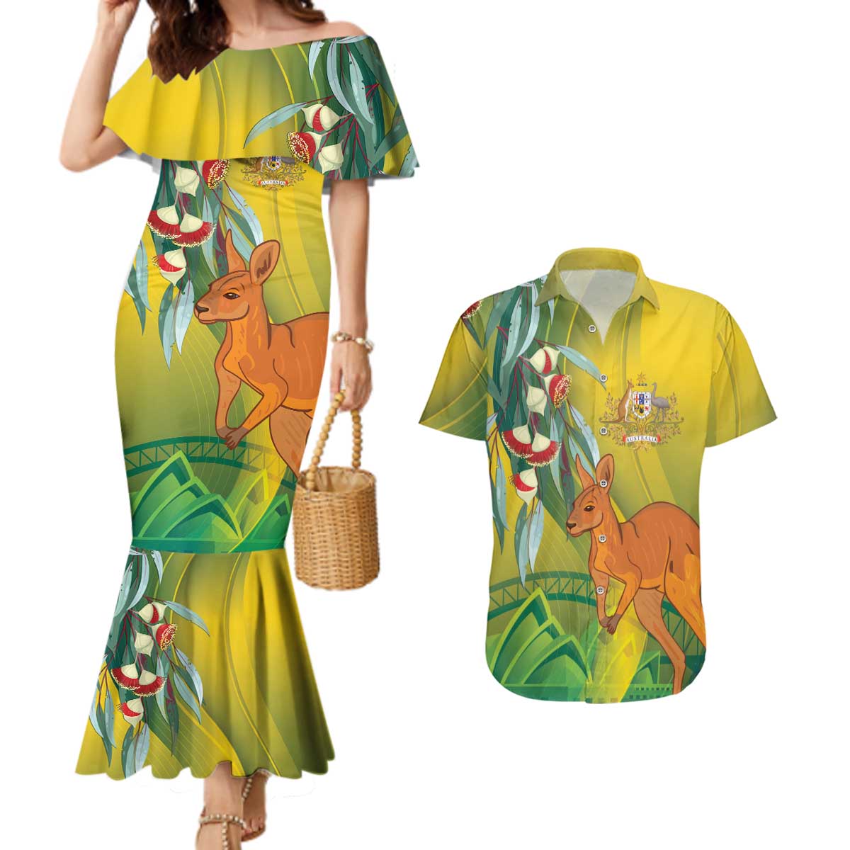 Australia Day Special Couples Matching Mermaid Dress and Hawaiian Shirt - Aussie Hoodie