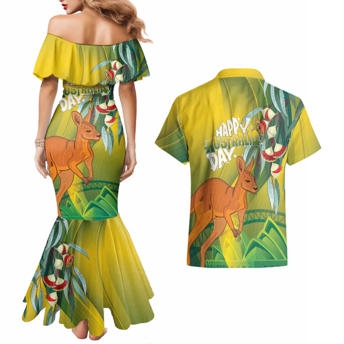 Australia Day Special Couples Matching Mermaid Dress and Hawaiian Shirt - Aussie Hoodie