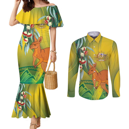 Australia Day Special Couples Matching Mermaid Dress and Long Sleeve Button Shirt - Aussie Hoodie