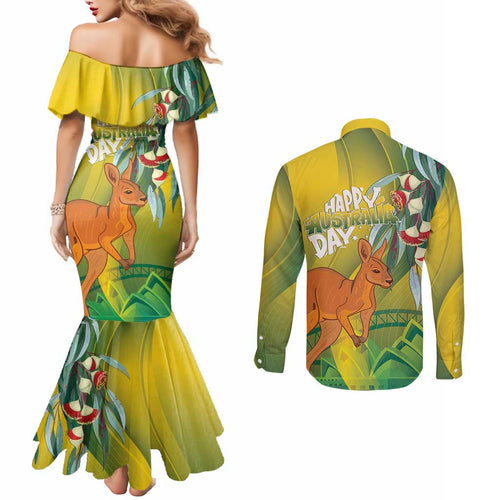 Australia Day Special Couples Matching Mermaid Dress and Long Sleeve Button Shirt - Aussie Hoodie