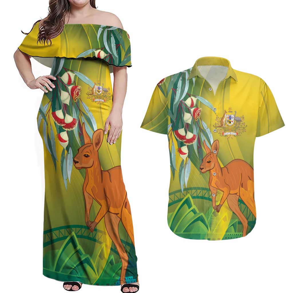 Australia Day Special Couples Matching Off Shoulder Maxi Dress and Hawaiian Shirt - Aussie Hoodie