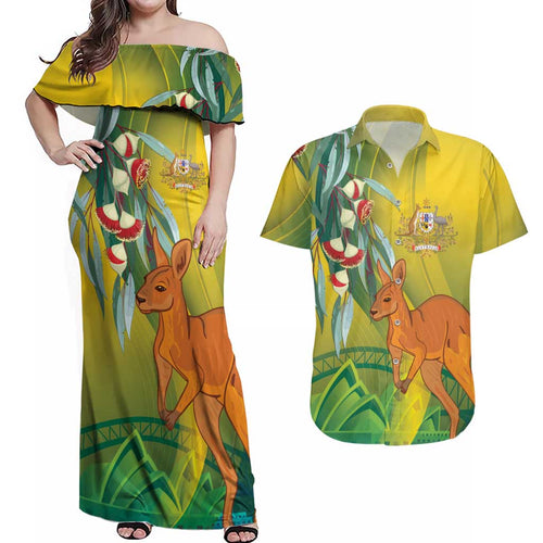 Australia Day Special Couples Matching Off Shoulder Maxi Dress and Hawaiian Shirt - Aussie Hoodie