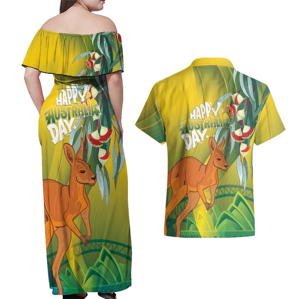 Australia Day Special Couples Matching Off Shoulder Maxi Dress and Hawaiian Shirt - Aussie Hoodie