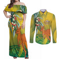 Australia Day Special Couples Matching Off Shoulder Maxi Dress and Long Sleeve Button Shirt - Aussie Hoodie