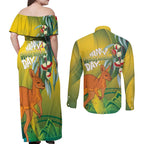 Australia Day Special Couples Matching Off Shoulder Maxi Dress and Long Sleeve Button Shirt - Aussie Hoodie
