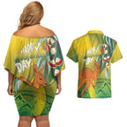 Australia Day Special Couples Matching Off Shoulder Short Dress and Hawaiian Shirt - Aussie Hoodie