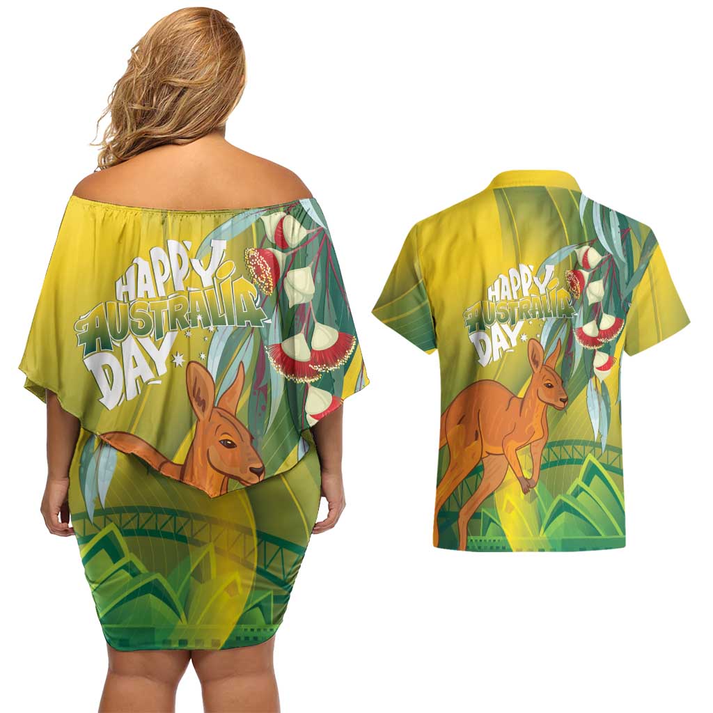Australia Day Special Couples Matching Off Shoulder Short Dress and Hawaiian Shirt - Aussie Hoodie