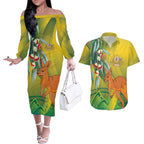 Australia Day Special Couples Matching Off The Shoulder Long Sleeve Dress and Hawaiian Shirt - Aussie Hoodie