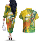 Australia Day Special Couples Matching Off The Shoulder Long Sleeve Dress and Hawaiian Shirt - Aussie Hoodie