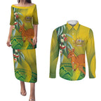 Australia Day Special Couples Matching Puletasi and Long Sleeve Button Shirt - Aussie Hoodie