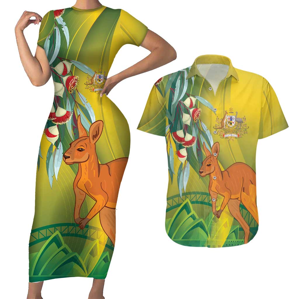 Australia Day Special Couples Matching Short Sleeve Bodycon Dress and Hawaiian Shirt - Aussie Hoodie