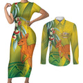 Australia Day Special Couples Matching Short Sleeve Bodycon Dress and Long Sleeve Button Shirt - Aussie Hoodie