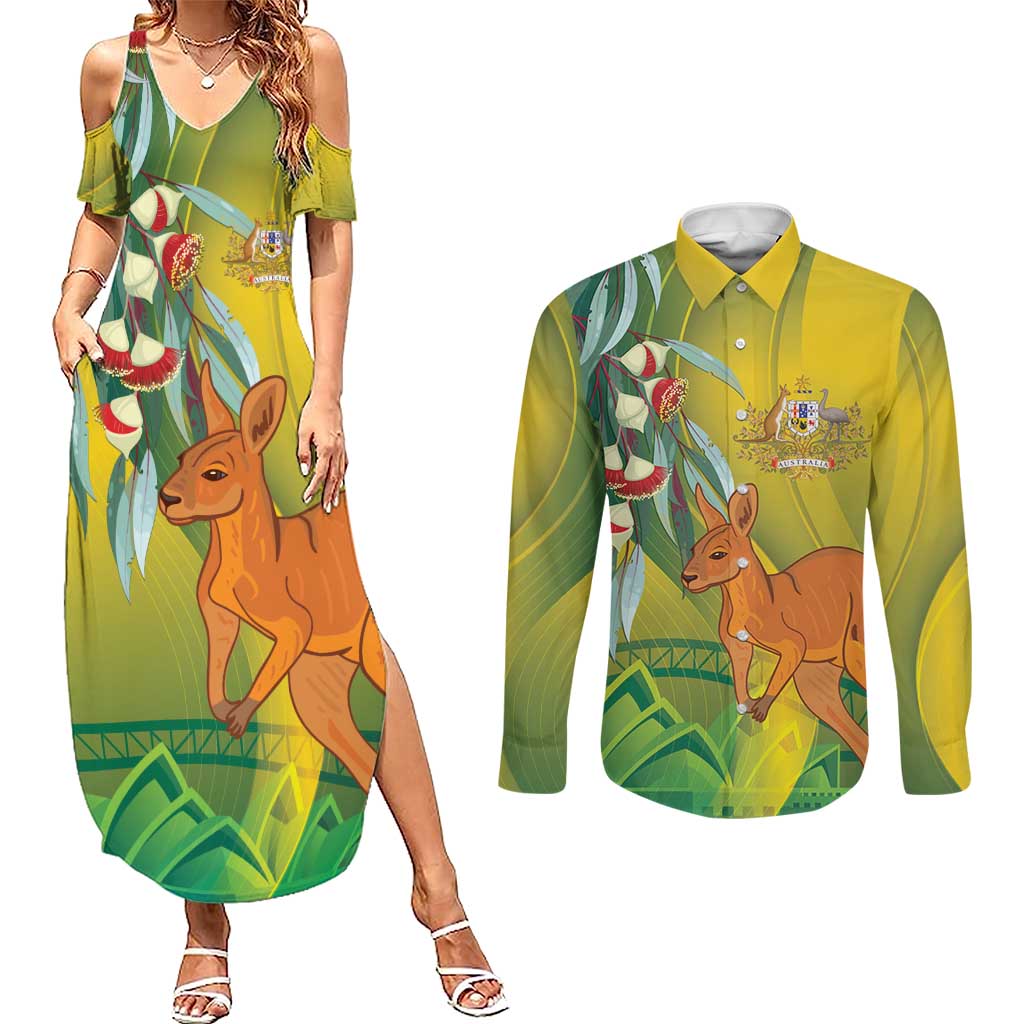 Australia Day Special Couples Matching Summer Maxi Dress and Long Sleeve Button Shirt - Aussie Hoodie