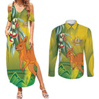 Australia Day Special Couples Matching Summer Maxi Dress and Long Sleeve Button Shirt - Aussie Hoodie