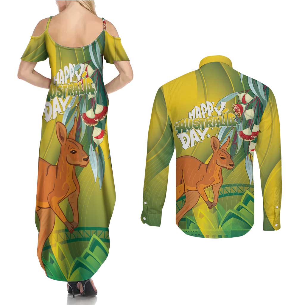 Australia Day Special Couples Matching Summer Maxi Dress and Long Sleeve Button Shirt - Aussie Hoodie