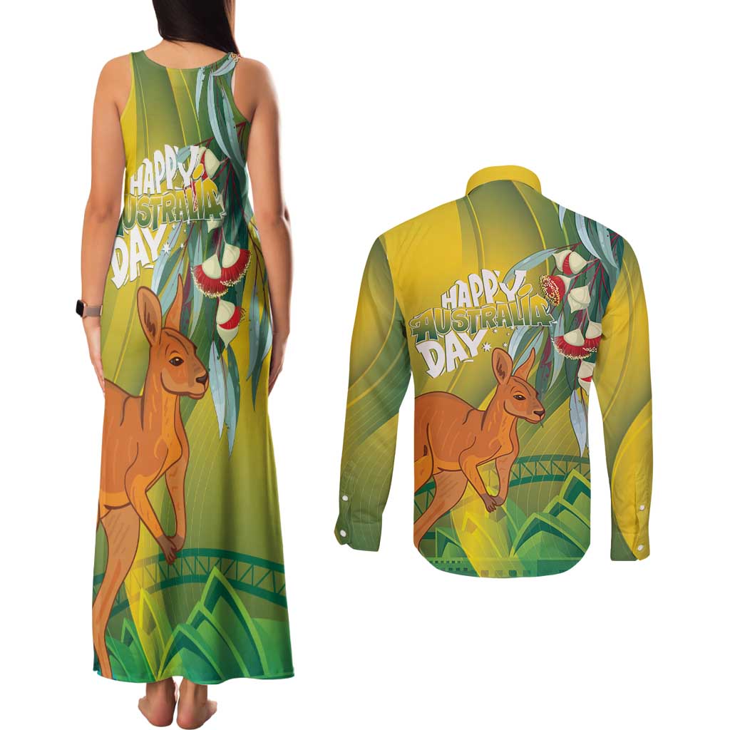 Australia Day Special Couples Matching Tank Maxi Dress and Long Sleeve Button Shirt - Aussie Hoodie