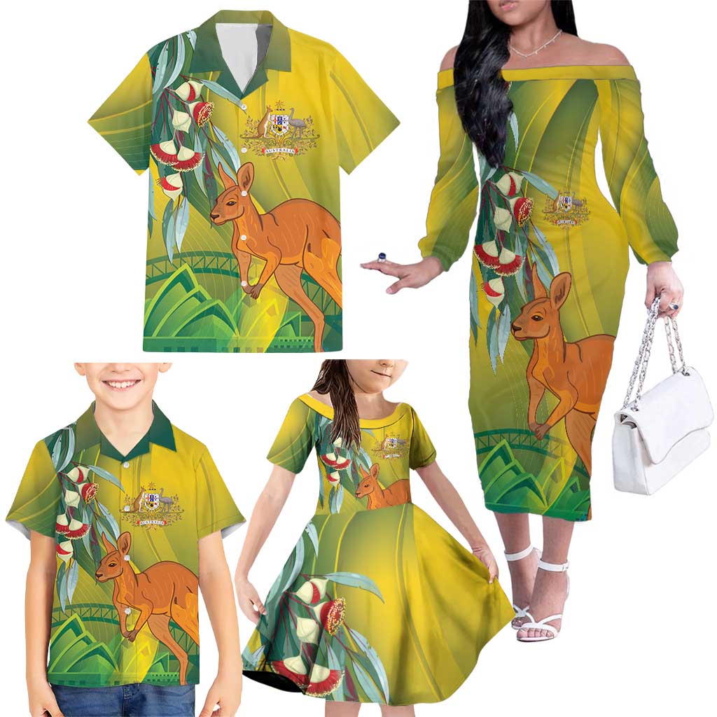 Australia Day Special Family Matching Off The Shoulder Long Sleeve Dress and Hawaiian Shirt - Aussie Hoodie