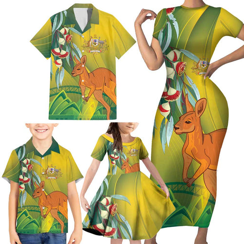 Australia Day Special Family Matching Short Sleeve Bodycon Dress and Hawaiian Shirt - Aussie Hoodie
