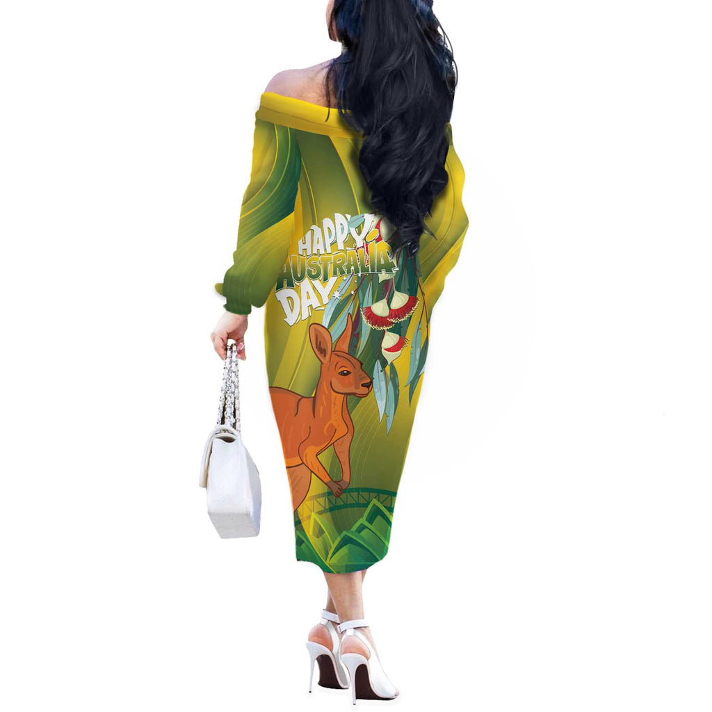 Australia Day Special Off The Shoulder Long Sleeve Dress - Aussie Hoodie